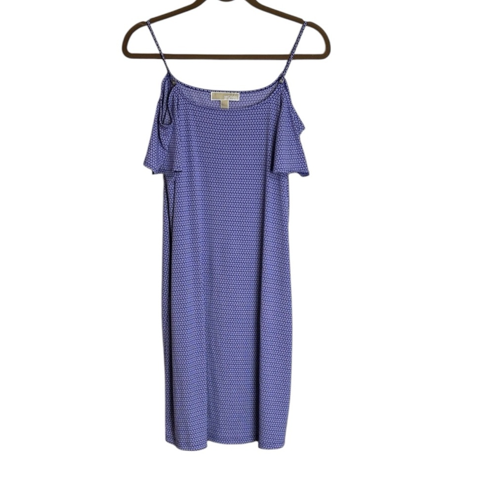 Michael Kors Dress Medium Blue White Floral Cold Shoulder